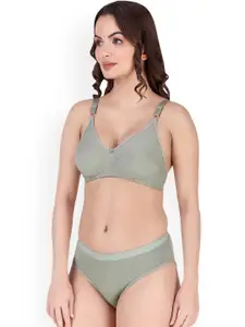 Aamarsh Cotton Non Padded Bra & Mid-Rise Briefs