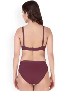 Aamarsh Pack Of 3 Cotton Non Padded Bra & Mid-Rise Briefs