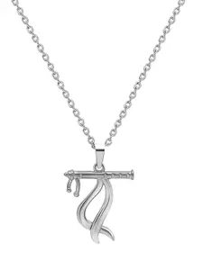 SILBERRY Rhodium-Plated Cubic Zirconia Contemporary Pendants with Chains