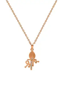 SILBERRY Rose Gold-Plated Cubic Zirconia Contemporary Pendants with Chains