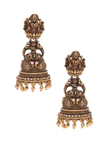 Priyaasi Gold Plated Dome Shaped Temple Jhumkas