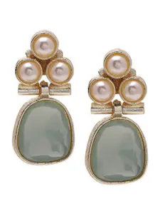 Priyaasi Gold-Plated Stones Studded Beads Beaded Contemporary Drop Earrings