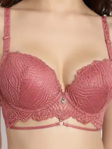 MAKCLAN Floral Self Design Medium Coverage Anti Odour All Day Comfort Push-Up Bra