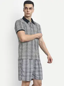 GRECIILOOKS Printed Polo Collar T-Shirt With Trousers