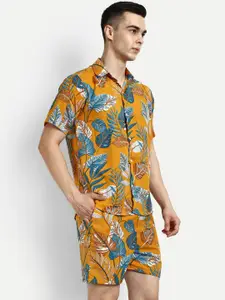 GRECIILOOKS Tropical Printed Shirt With Shorts