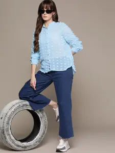 Roadster Self Design Mandarin Collar Casual Shirt