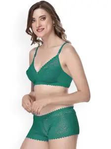 Aamarsh Self Design Cotton Bra Panty Lingerie Set