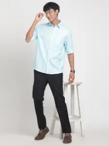 Turtle Standard Slim Fit Vertical Striped Spread Collar Cotton Formal Shirt