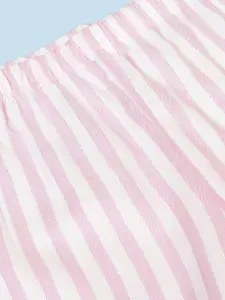 mackly Girls Striped Lapel Collar Long Sleeves Pure Cotton Night suit