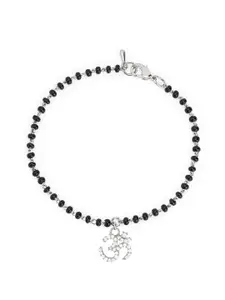 MINUTIAE Silver-Plated Crystals Studded & Beads Beaded Link Bracelet