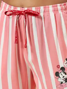Dreamz by Pantaloons Women Mickey Mouse Striped Mid-Rise Lounge Pants