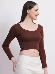 SIGHTBOMB Round Neck Cotton Crop Fitted Top