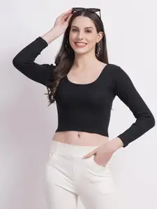 SIGHTBOMB Round Neck Cotton Crop Fitted Top