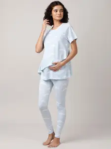 mackly Printed Pure Cotton Maternity T-shirt With Leggings