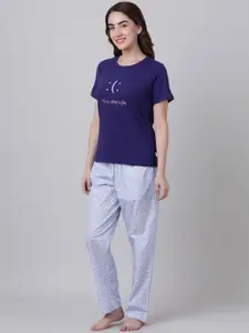 mackly Typography Printed Night suit