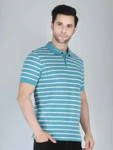 CELSIUS Men Striped Polo Collar Pockets T-shirt