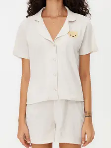 Trendyol Lapel Collar Pure Cotton Shirt & Shorts