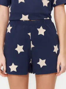 Trendyol Geometric Printed Pure Cotton Night Suit