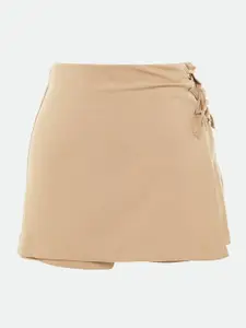 Trendyol Mid-Rise Straight Mini Skorts With Tie-Up Detail