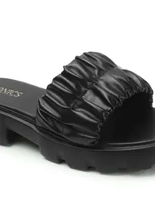 ICONICS Textured Open Toe Flatform Heels