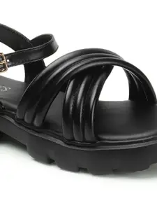 ICONICS Textured Open Toe Flatform Heels