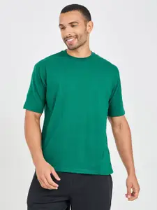 Styli Men's Green Back Puff Print Slogan Oversized T-Shirt