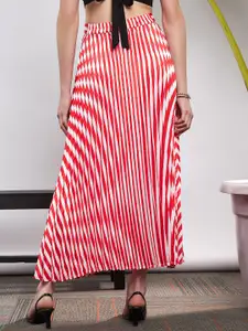 SASSAFRAS Striped Accordion Pleated Maxi Flared Skirt