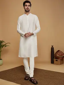 KISAH Mandarin Collar Kurta with Churidar & Nehru jacket