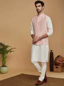 KISAH Men Geometric Woven Design Nehru Jacket