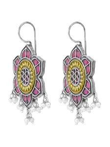 Peora Silver-Plated Stones & Beaded Contemporary Drop Earrings