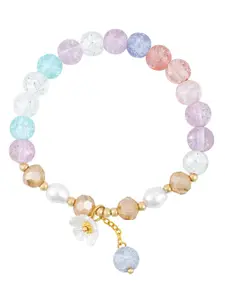 Peora Gold-Plated Beaded Elasticated Bracelet