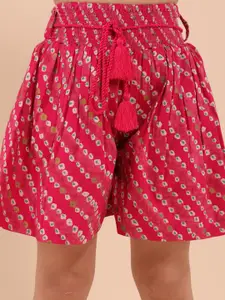 Sangria Girls Leheriya Dyed Pure Cotton Top with Shorts