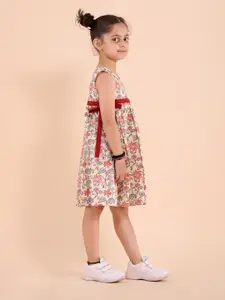 Sangria Girls Floral Printed Pure Cotton Fit & Flare Ethnic Dress