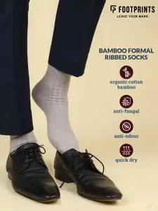 FOOTPRINTS FOOTPRINT Men 3 Pairs Anti Odour Organic Cotton Calf-Length Ribbed Bamboo Formal Socks