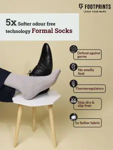 FOOTPRINTS FOOTPRINT Men 5 Pairs Anti Odour Organic Cotton Calf-Length Ribbed Bamboo Formal Socks
