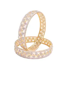 The Pari Set Of 2 Gold-Plated American Diamond-Studded Bangles