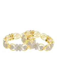 The Pari Set Of 2 Gold Plated American Diamond Bangles