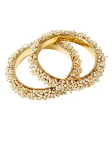 The Pari Set Of 4 Gold-Plated Pearl Beaded Bangles