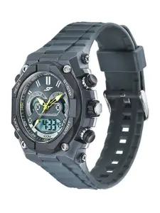 Sonata Men Patterned Dial & Textured Straps Analogue and Digital Watch NP77030PP04