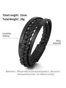 Fashion Frill Men Leather Wraparound Bracelet