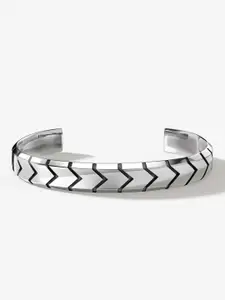Fashion Frill Men Silver-Plated Stainless Steel Cuff Bracelet