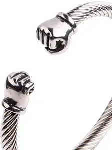 Fashion Frill Men Silver-Plated Stainless Steel Punch Cuff Bracelet
