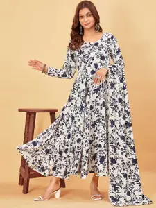 Pari THE FASHION STUDIO Floral Printed Gotta Patti Maxi Ethnic Dress With Dupatta