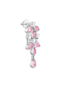 GIVA 925 Sterling Silver Rhodium-Plated Stone Studded Contemporary Drop Earrings
