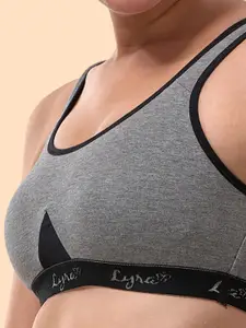 LYRA Colourblocked Full Coverage Non Padded Cotton Workout Bra- All Day Comfort