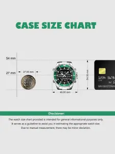 V2A Men Stainless Steel Bracelet Style Straps Analogue and Digital Watch V2A-1850-Slvr-Grn