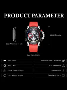 V2A Men Patterned Dial & Straps Analogue & Digital Watch V2A-JF-1948-Red