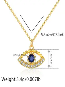 AQUASTREET 18K Gold Plated Waterproof Anti Tarnish Evil Eye with Stones Pendant Necklace