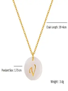 AQUASTREET 18K Gold-Plated Waterproof Antitarnish Letter V Initial Pendant Necklace