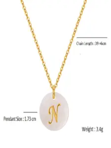 AQUASTREET 18K Gold-Plated Waterproof Antitarnish Letter N Initial Pendant Necklace